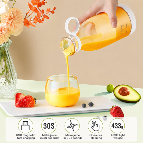 🍹 Fresh Juice Portable Blender Bottle – USB Rechargeable (350ml)