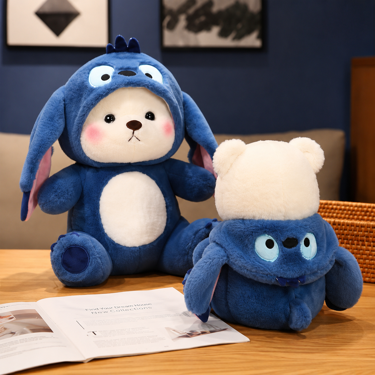 Cute Blue Bunny Bear Plushie – 35cm | Ultra Soft Huggable Companion 🩵